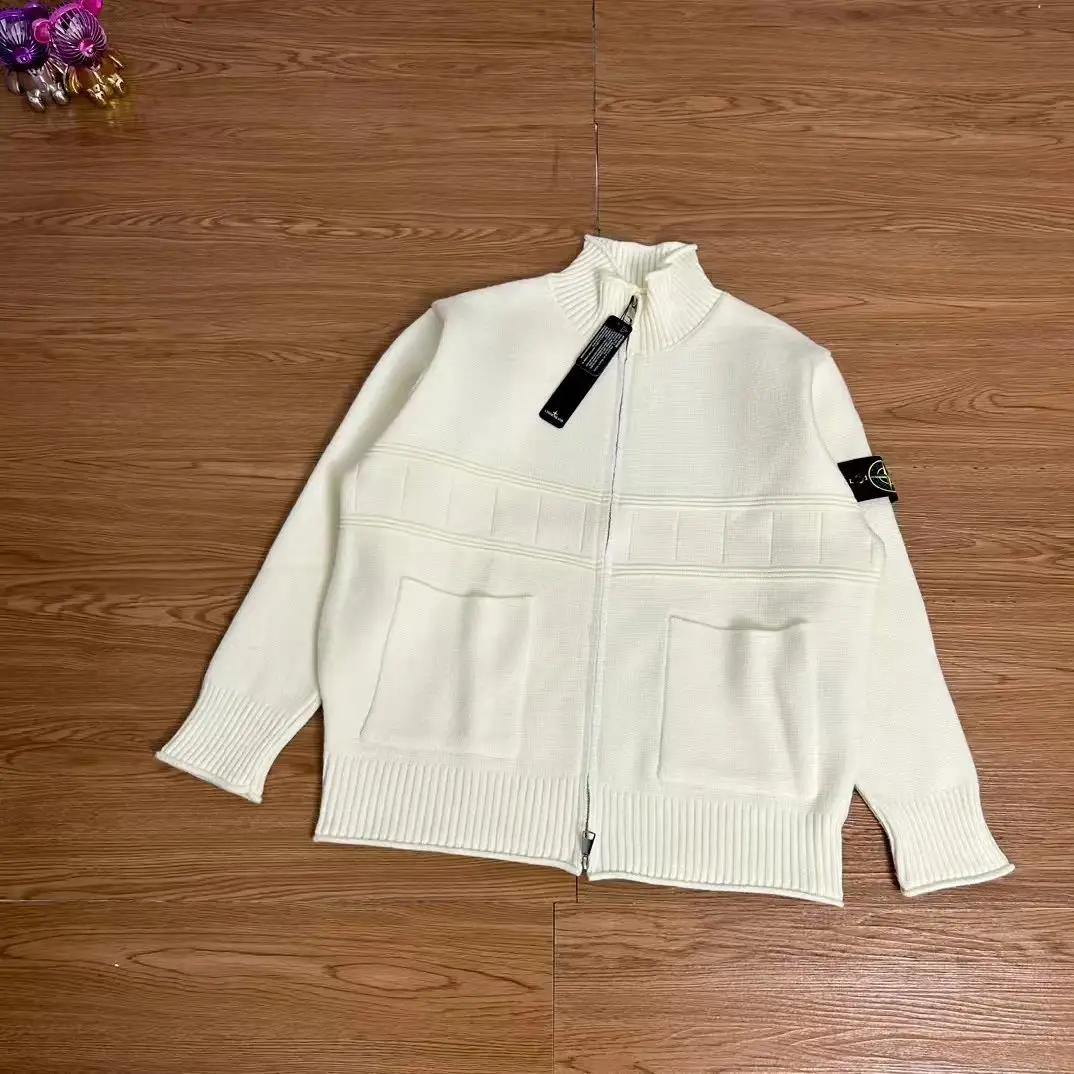 Stone Island Grey knitted cardigan 7520856902 vista 4