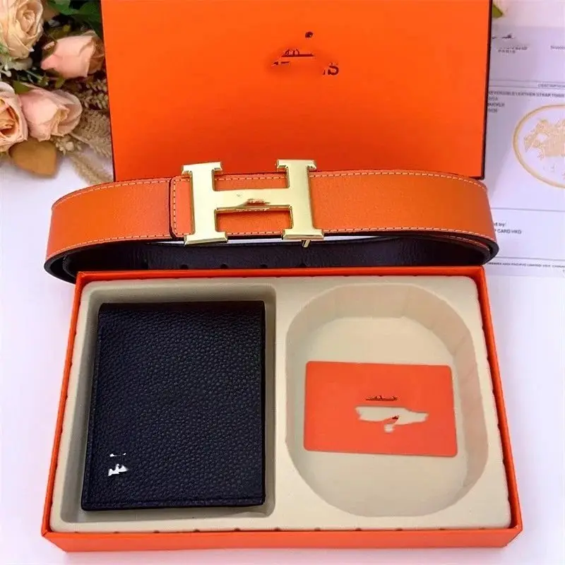 Burberry Check / Hermès H / Louis Vuitton Monogram & Damier / Gucci GG Supreme Belt & Wallet Set [21 styles] vista 3