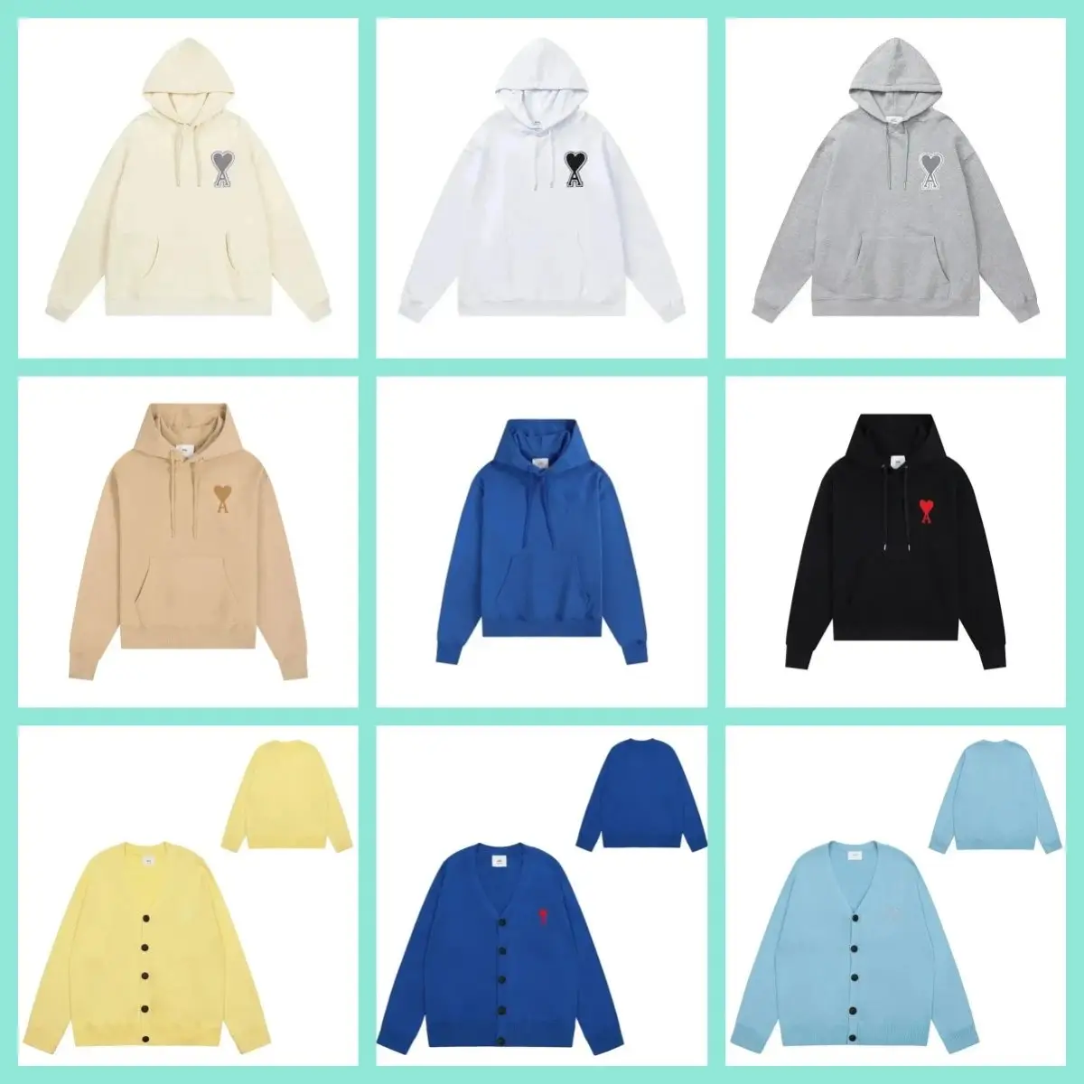 Ver las 4 fotos Ami Paris Heart Logo Hoodie & Cardigan Sweater Collection