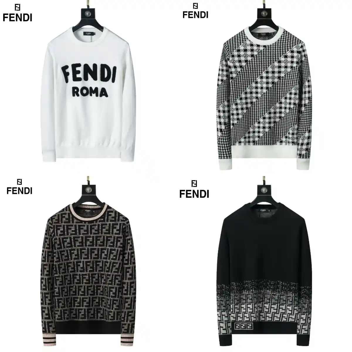 Fendi FF Logo Sweater / Fendi Roma Sweater / Houndstooth Pattern Sweater [4 styles] réplica