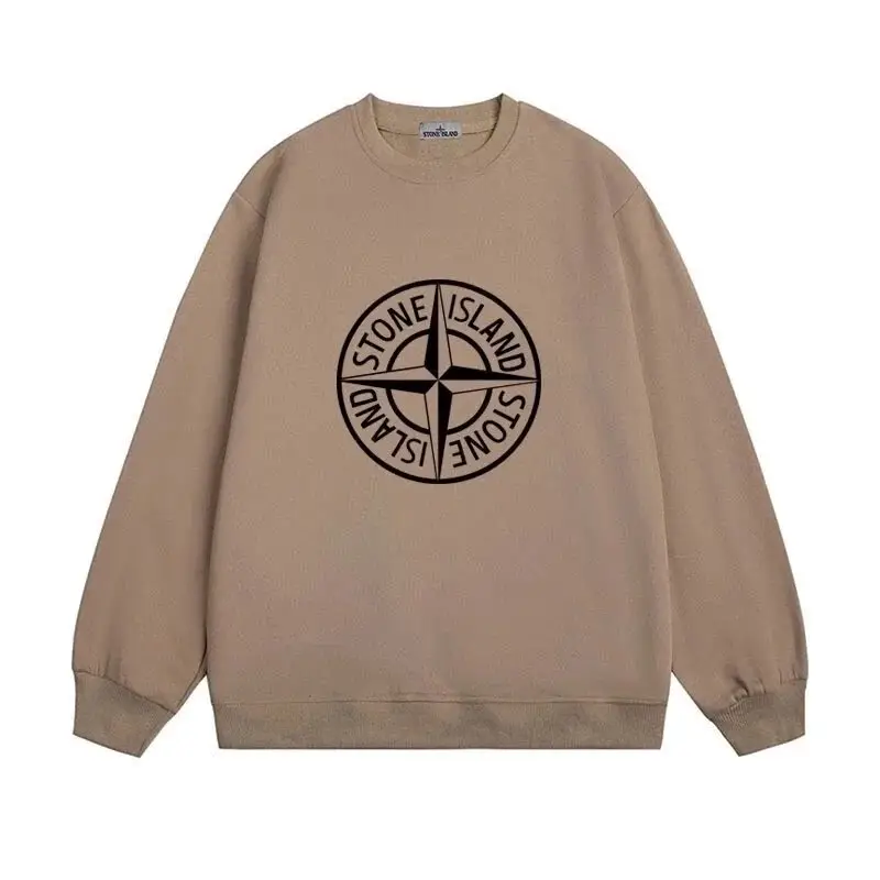 Stone Island Men's Brown Crewneck Sweatshirt with Logo Print vista 2