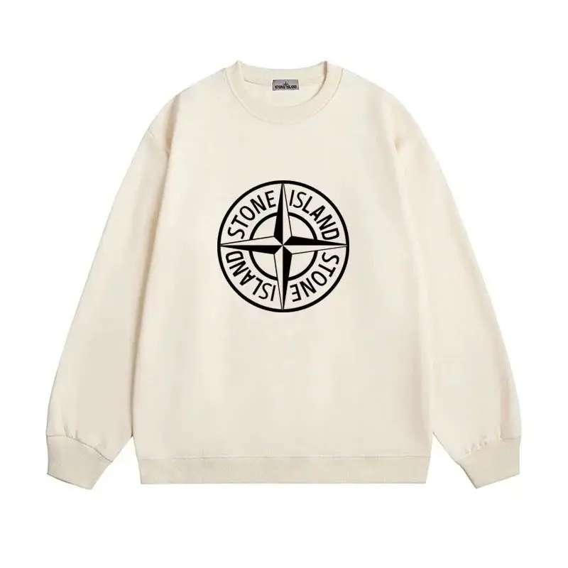 Stone Island Men's Brown Crewneck Sweatshirt with Logo Print vista 3