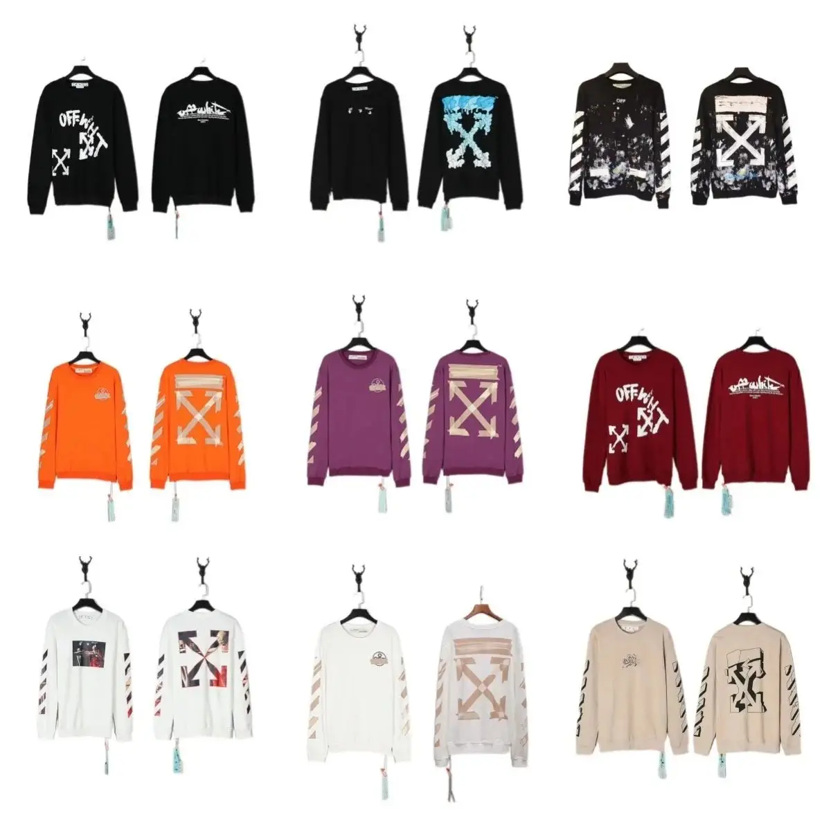 Ver las 4 fotos Off-White Men's Black Crewneck Sweatshirt with Iconic Logo and Stripes